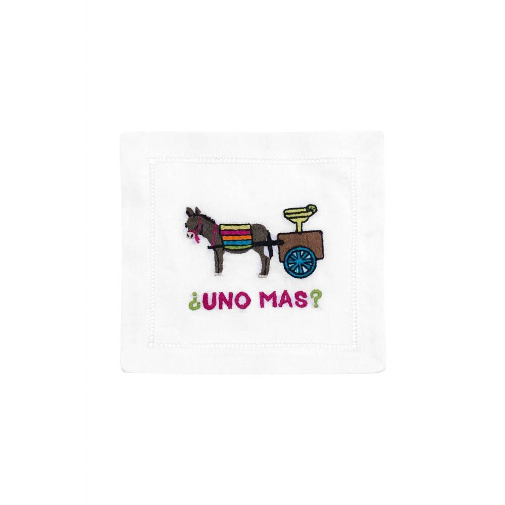 NEW AUGUST MORGAN uno mas cocktail napkins in white